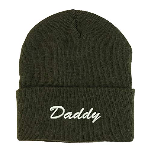 Trendy Apparel Shop Daddy Script Font Embroidered Winter Long Cuff Beanie