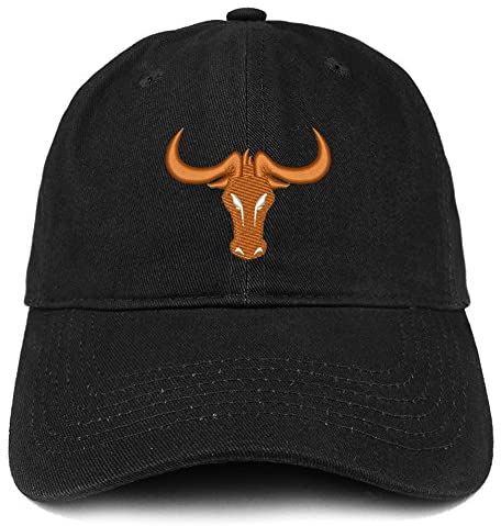 Trendy Apparel Shop Texas Bull Head Embroidered Cotton Dad Hat