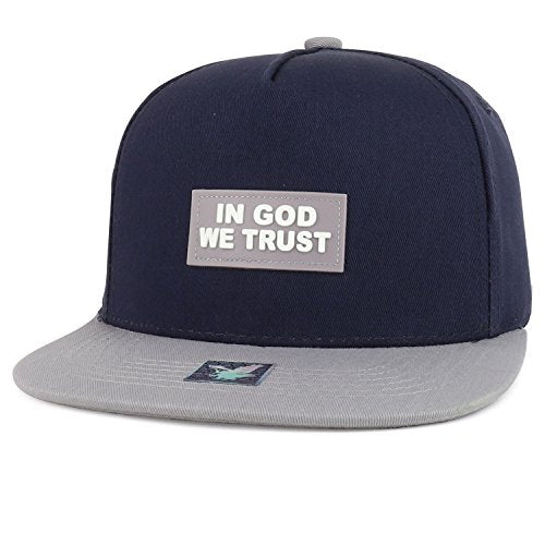 Trendy Apparel Shop in God We Trust Text Rubber Patched Flatbill Snapback Cap