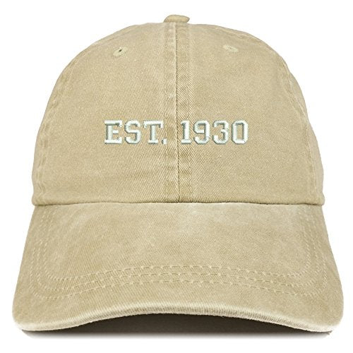 Trendy Apparel Shop EST 1930 Embroidered - 91st Birthday Gift Pigment Dyed Washed Cap