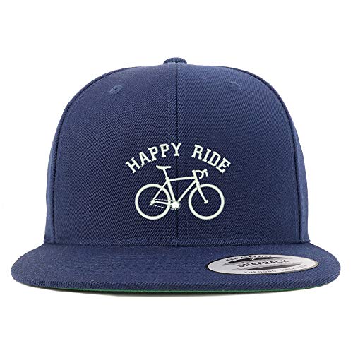 Trendy Apparel Shop Happy Ride Embroidered Flat Bill Snapback Cap
