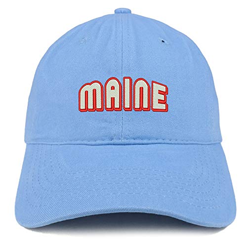 Trendy Apparel Shop Maine Bold Text Embroidered Soft Crown 100% Brushed Cotton Cap