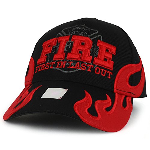 Trendy Apparel Shop First in Last Out 3D Fire Embroidered Adjustable Baseball Cap