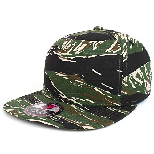 Trendy Apparel Shop Camo Patterned 5 Panel Structured Flatbill Snapback Cap