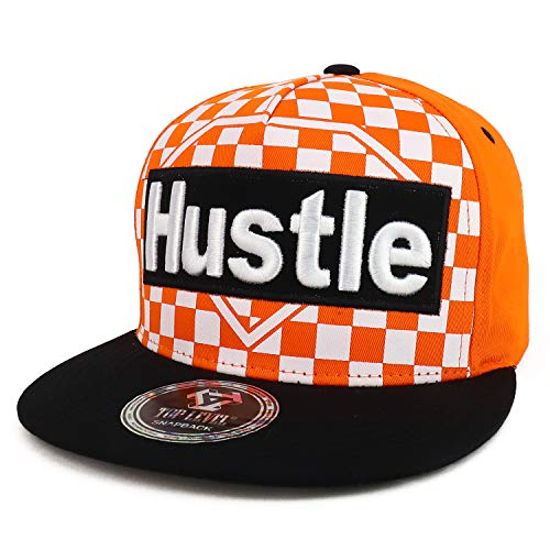 Trendy Apparel Shop Hustle 3D Embroidered Checkered Front Flatbill Snapback Hat