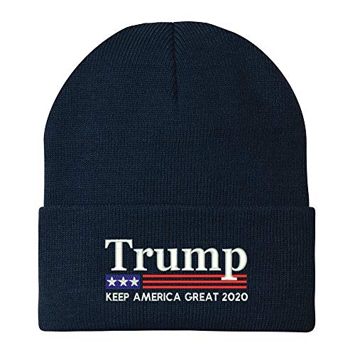 Trendy Apparel Shop Trump Keep America Great 2020 Flag Embroidered Winter Knitted Long Beanie