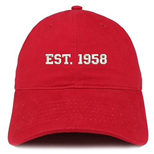 Trendy Apparel Shop EST 1958 Embroidered - 63rd Birthday Gift Soft Cotton Baseball Cap