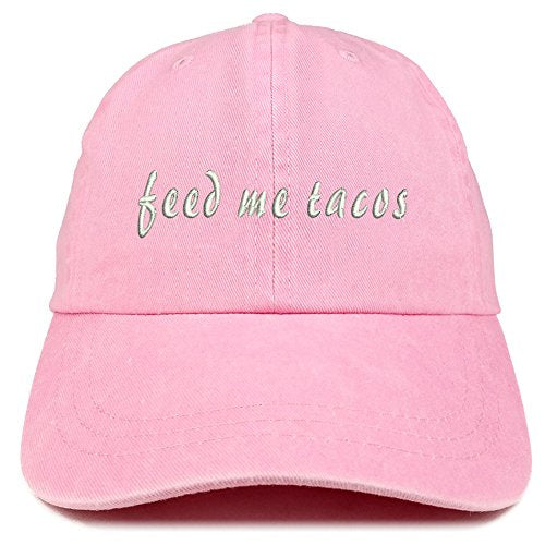 Trendy Apparel Shop Feed Me Tacos Embroidered Washed Cotton Adjustable Cap