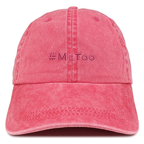 Trendy Apparel Shop Hashtag #MeToo Hot Pink Embroidered Washed Cotton Cap