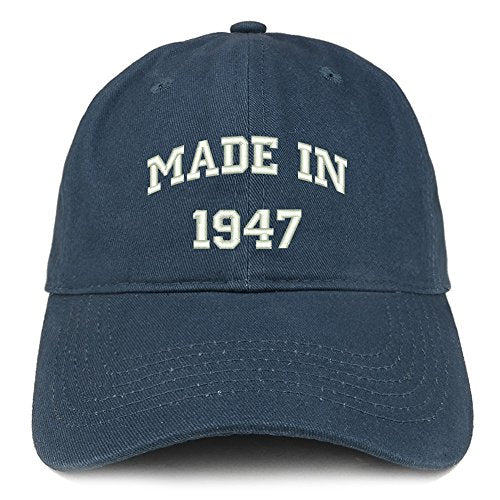 Trendy Apparel Shop Made in 1947 Text Embroidered Birthday Brushed Cotton Cap