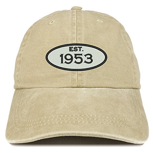 Trendy Apparel Shop Established 1953 Embroidered Birthday Gift Pigment Dyed Washed Cotton Cap