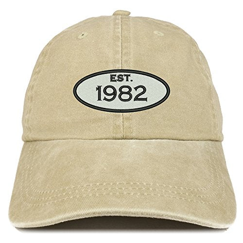 Trendy Apparel Shop Established 1982 Embroidered 39th Birthday Gift Pigment Dyed Washed Cotton Cap