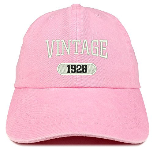 Trendy Apparel Shop Vintage 1928 Embroidered 93rd Birthday Soft Crown Washed Cotton Cap