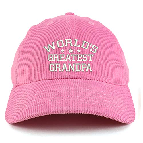 Trendy Apparel Shop World's Greatest Grandpa Corduroy Unstructured Baseball Cap