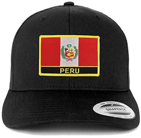 Trendy Apparel Shop Peru Flag Patch Retro Trucker Mesh Cap