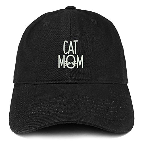 Trendy Apparel Shop Cat Mom with Whisker Embroidered Brushed Cotton Cap
