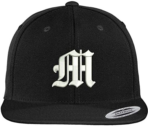 Trendy Apparel Shop Old English M Embroidered Flat Bill Snapback Cap