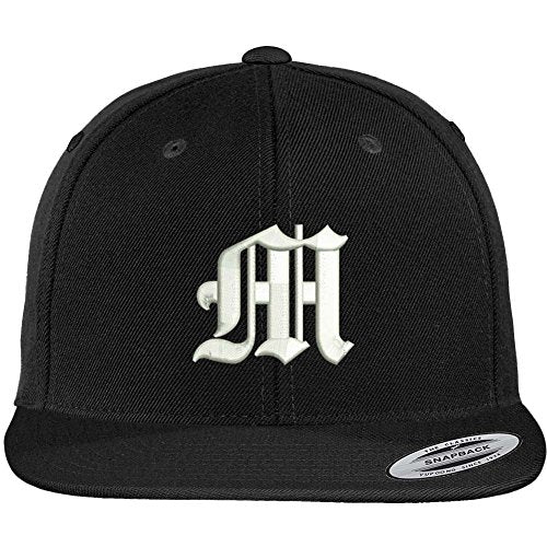 Trendy Apparel Shop Old English M Embroidered Flat Bill Snapback Cap