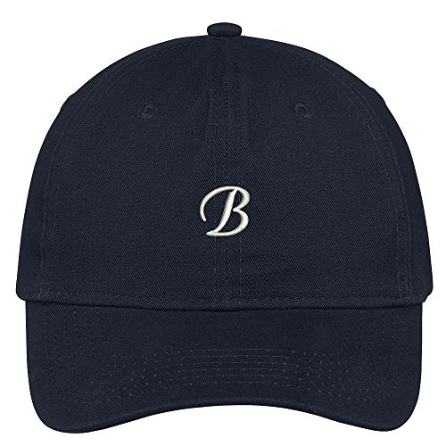Trendy Apparel Shop Letter B Small Script Font Embroidered Adjustable Cotton Cap