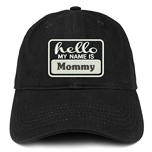 Trendy Apparel Shop Hello My Name is Mommy Soft Crown 100% Brushed Cotton Cap