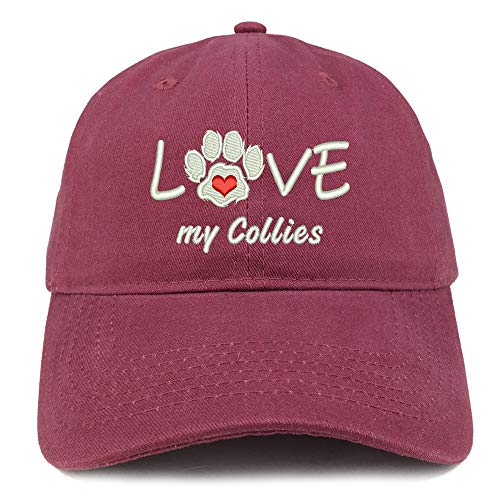 Trendy Apparel Shop I Love My Collies Embroidered Soft Crown 100% Brushed Cotton Cap