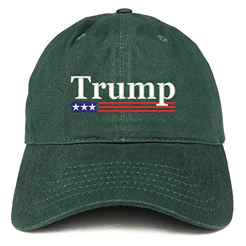 Trendy Apparel Shop Trump USA Flag Embroidered 100% Cotton Adjustable Cap Dad Hat