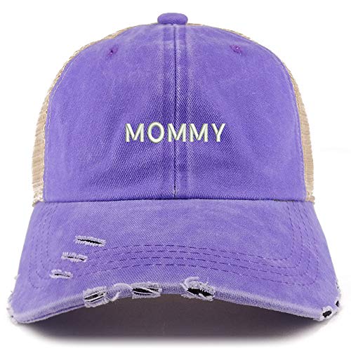 Trendy Apparel Shop Mommy Embroidered Washed Front Frayed Bill Cap
