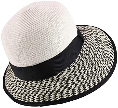 Trendy Apparel Shop UPF 50+ Women's Paper Braid Unbalanced Brim Sun Hat