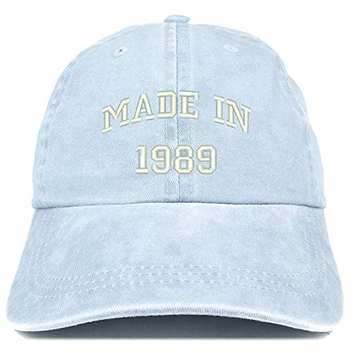 Trendy Apparel Shop Made in 1989 Text Embroidered 32nd Birthday Washed Cap