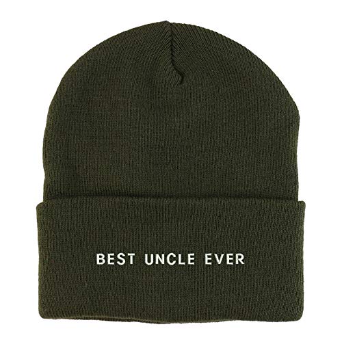 Trendy Apparel Shop Best Uncle Ever Embroidered Winter Long Cuff Beanie