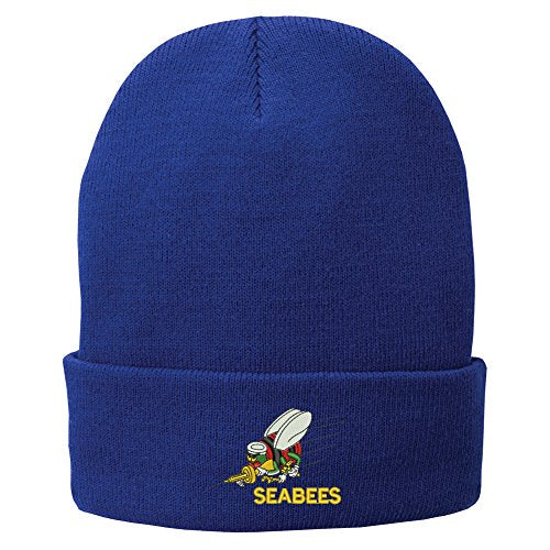 Trendy Apparel Shop US Navy Seabees Embroidered Winter Folded Long Beanie