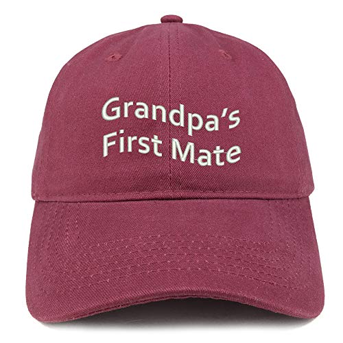 Trendy Apparel Shop Grandpa's First Mate Embroidered Soft Crown 100% Brushed Cotton Cap