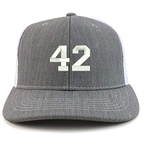 Trendy Apparel Shop Number 42 Collegiate Varsity Two Tone Trucker Baseball Cap