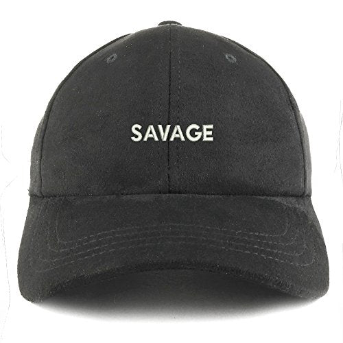 Trendy Apparel Shop Savage Embroidered Faux Suede Leather Adjustable Cap