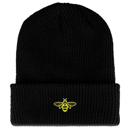 Trendy Apparel Shop Bee Embroidered Ribbed Cuffed Knit Beanie