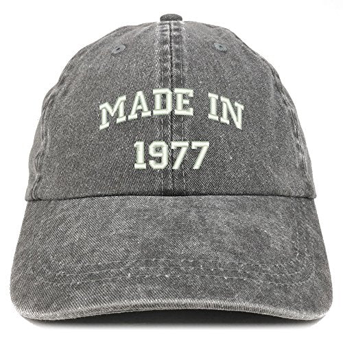 Trendy Apparel Shop Made in 1977 Text Embroidered 44th Birthday Washed Cap