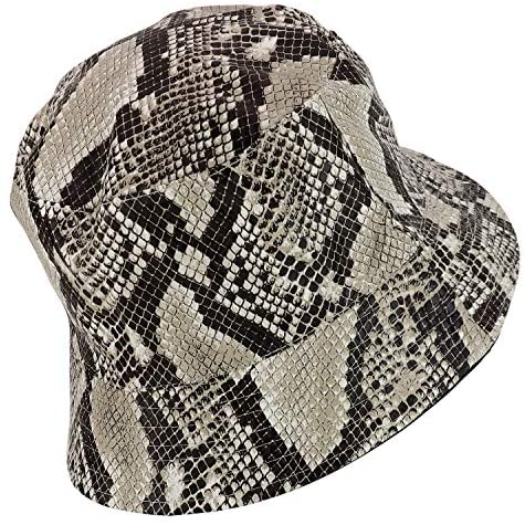 Trendy Apparel Shop Snake Skin PU Leather Bucket Hat