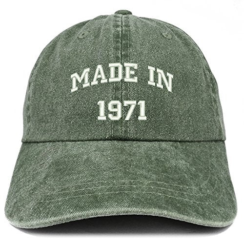 Trendy Apparel Shop Made in 1971 Text Embroidered 50th Birthday Washed Cap