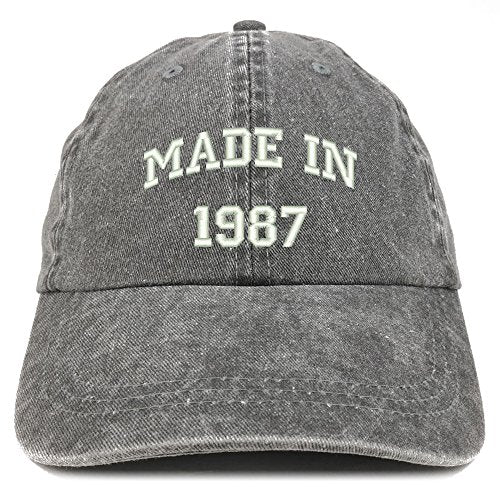 Trendy Apparel Shop Made in 1987 Text Embroidered 34th Birthday Washed Cap