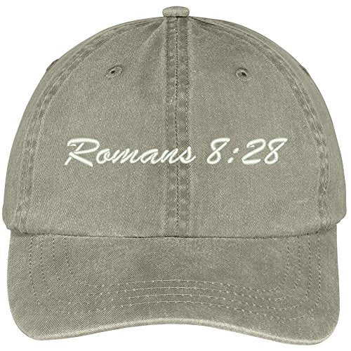 Trendy Apparel Shop Bible Verse Romans 8:28 Embroidered Pigment Dyed Cotton Baseball Cap