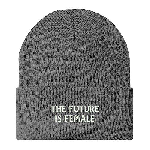 Trendy Apparel Shop The Future is Female Embroidered Winter Cuff Long Beanie