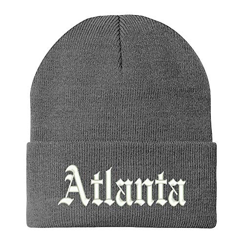 Trendy Apparel Shop Old English Font Atlanta City Embroidered Winter Long Cuff Beanie