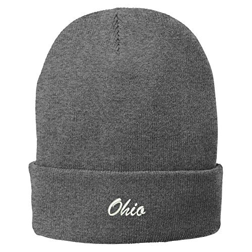 Trendy Apparel Shop Ohio Embroidered Winter Folded Long Beanie