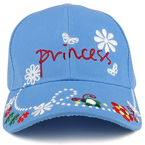 Trendy Apparel Shop Youth Size Girl's Princess Flower Embroidered Structured Baseball Cap