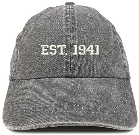 Trendy Apparel Shop EST 1941 Embroidered - 80th Birthday Gift Pigment Dyed Washed Cap