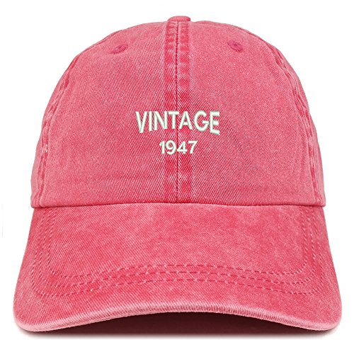Trendy Apparel Shop Small Vintage 1947 Embroidered 74th Birthday Washed Pigment Dyed Cap