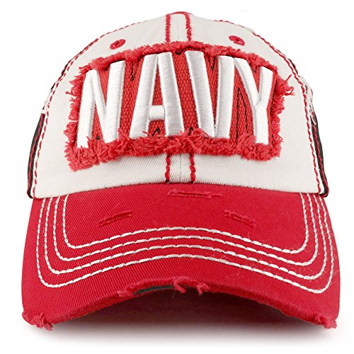 Trendy Apparel Shop Officially Licensed Vintage Frayed Navy Embroidered Unstructured Baseball Cap