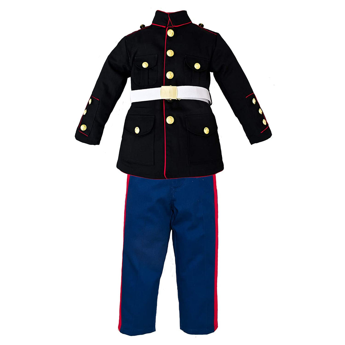 Trendy Apparel Shop Youth Classic Military Dress Blue Uniform Costume Set - 3pc