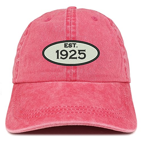 Trendy Apparel Shop Established 1925 Embroidered 96th Birthday Gift Pigment Dyed Washed Cotton Cap