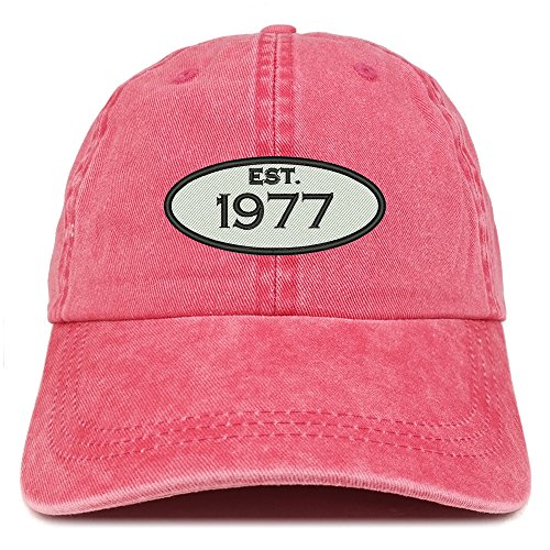 Trendy Apparel Shop Established 1977 Embroidered 44th Birthday Gift Pigment Dyed Washed Cotton Cap